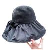 Women's Full-Coverage Summer Sun Hat with Bowknot - Versatile Black Sunscreen Bucket Hat