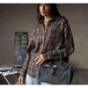 DAFIFY  Women's Fashion Casual Spring Autumn Plaid Print Long Sleeve POLO Neck Blouses & Shirts