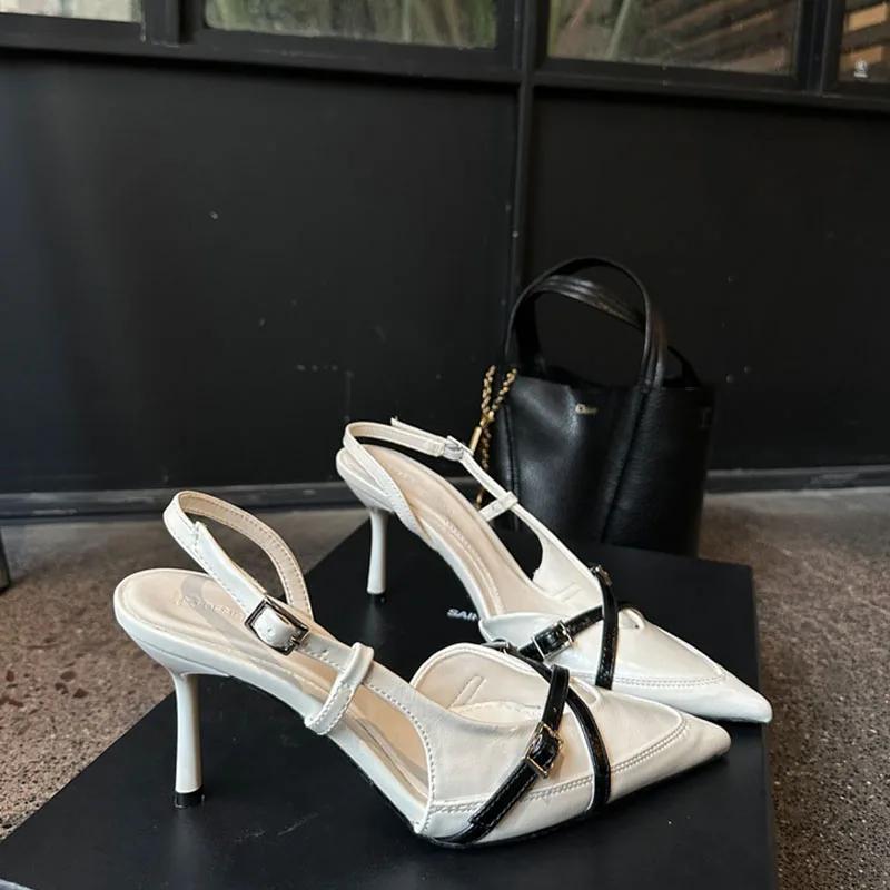 

Летний Новый Бренд Женские Босоножки Модная Неглубокая Обувь Слипоны Женские Элегантные Туфли Слингбэки Тонкий Высокий Каблук Туфли-Лодочки Новая Женщина 39 белый