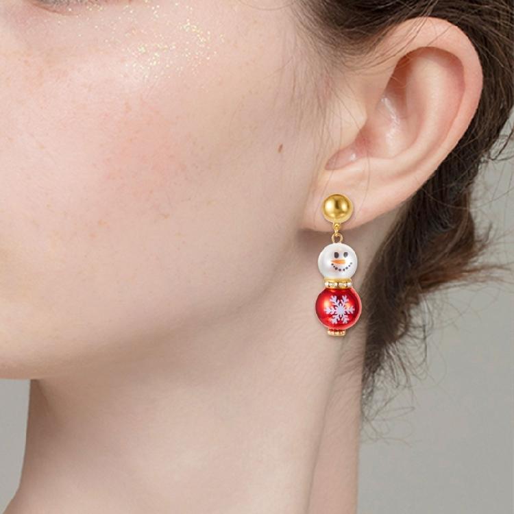 Christmas Themed Snowman Pearls Earrings Lightweight Jewelry Ear Accessories For Women Girls Winter Event