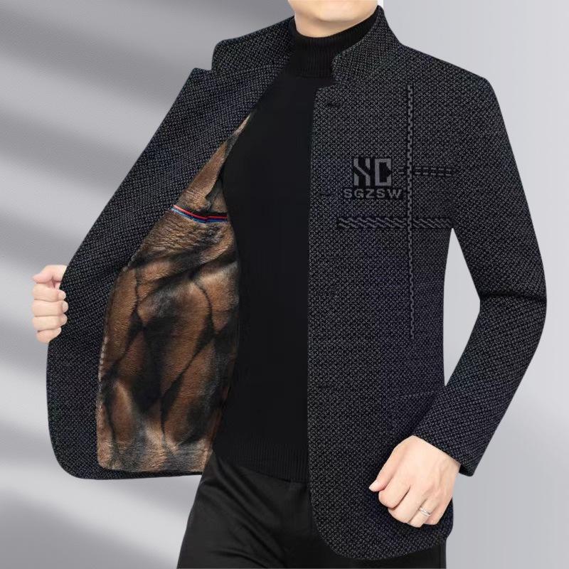 2025 Autumn/Winter Men's Wool Coat for Middle-Aged and Elderly – Business Casual Dad Style, High-Quality Outerwear.