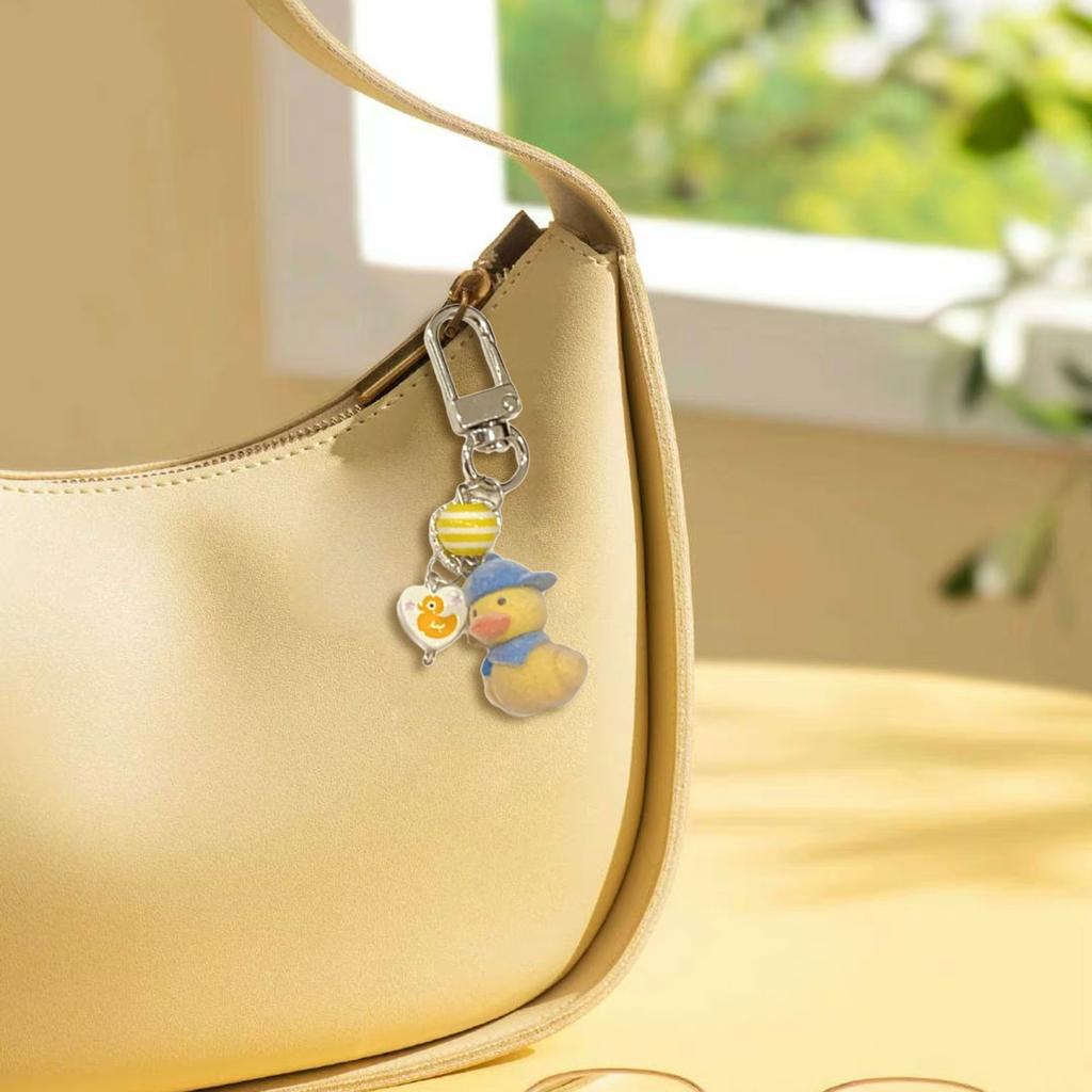 Flocking Yellow Duck/Cat/Koala/Dog Keychain Comfortable Feel Animal Animal Pendant Keyring Accessory for Bags and Phones