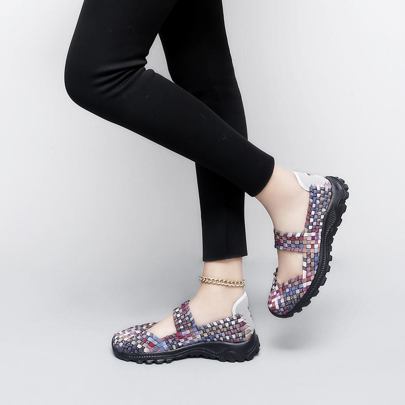 Summer Mary Jane Sandals Lady Handmade Braid Sandals Women Color Weave Girl Beach Shoes Plus Size