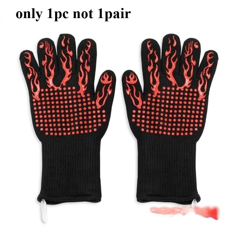New BBQ Oven Gloves 800 Degrees Fireproof Heat Resistant Gloves Silicone Oven Mitts Barbecue Heat Lnsulation Microwave Gloves