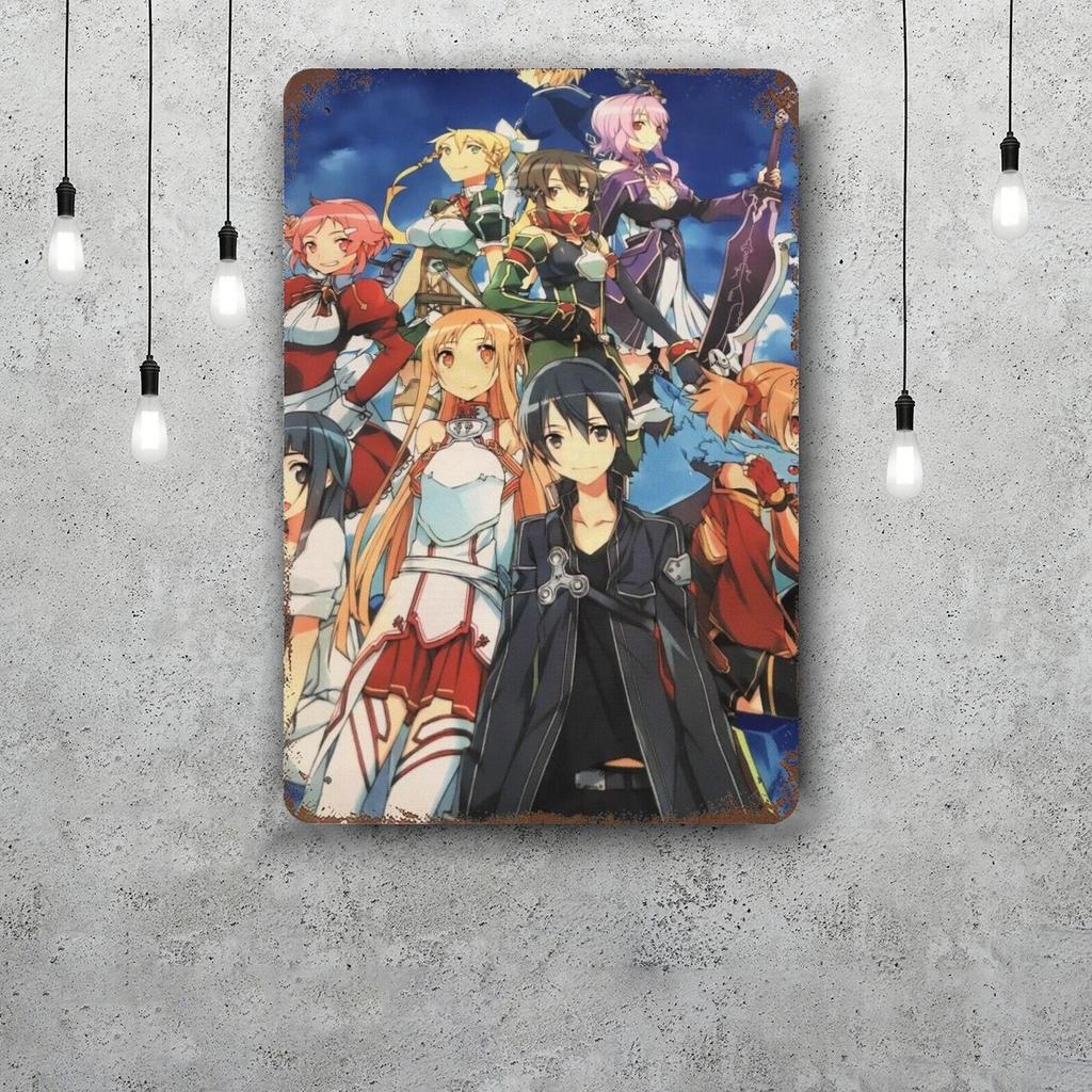 Sword Art Online Vintage Tin Sign Home Decor Wall Decor Art Wall Mural Room Decoration Decor Retro Metal Sign Plate Bar Posters