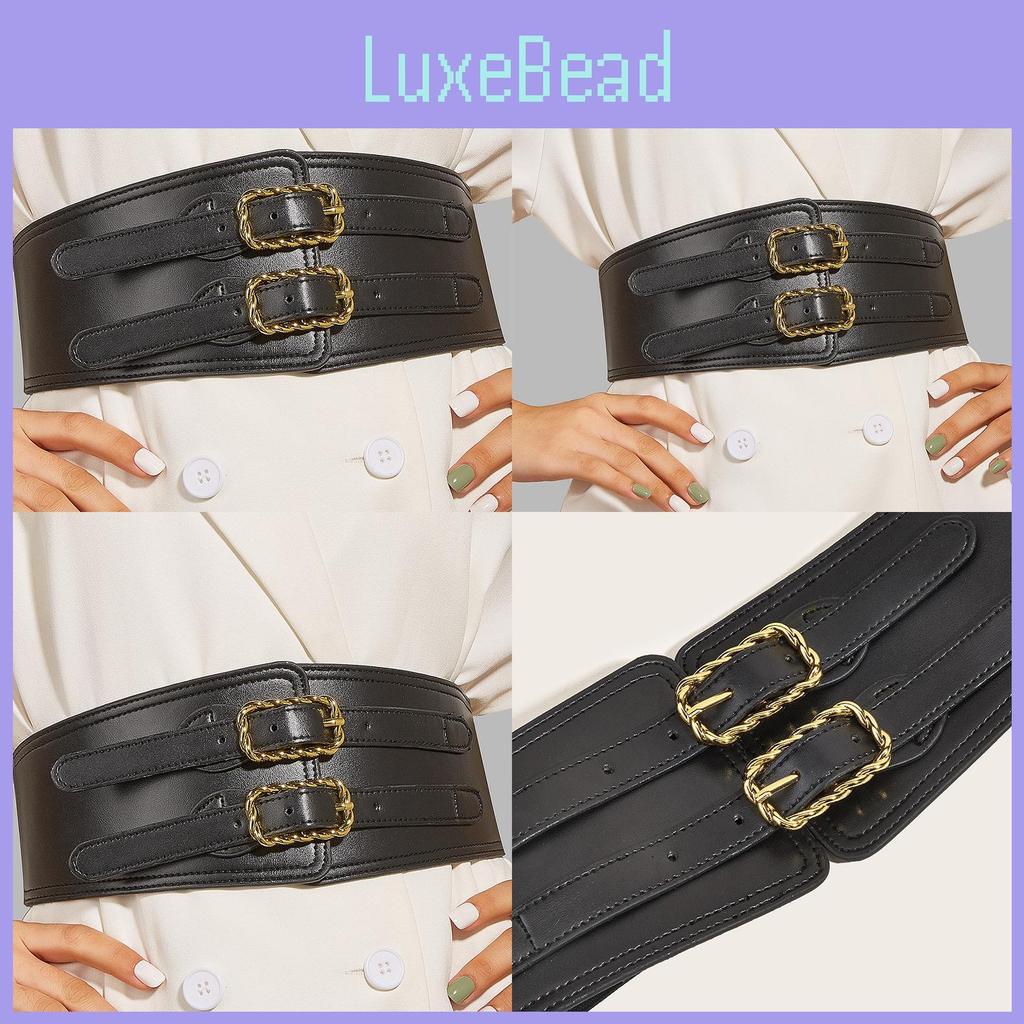 Vintage Women Elastic Waistband Waist Cincher With Double Button Buckle Twist