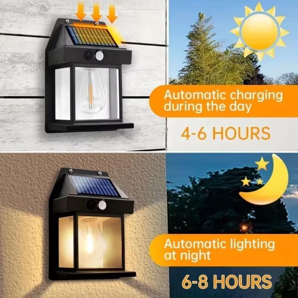 Motion Sensor Solar Wall Llights 3 Lighting Modes Outdoor Solar Wall Lamp  Courtyard Decoration