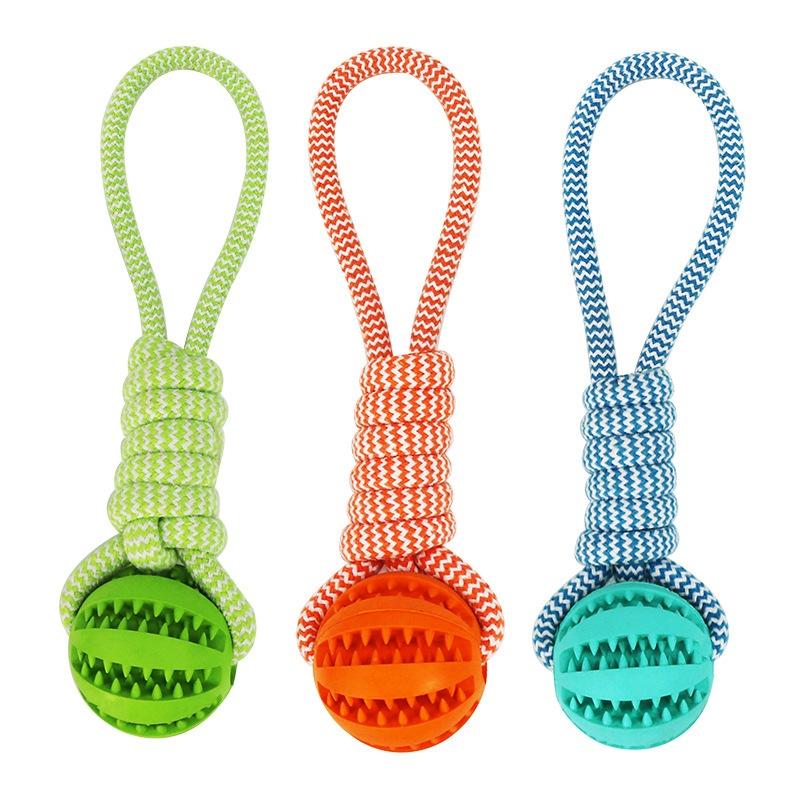 Dog Ball Toy with Rope Interactive Interactive Leaking Balls for Small Medium Dogs Chewing Bite Resistant Pet Tooth Cleaning