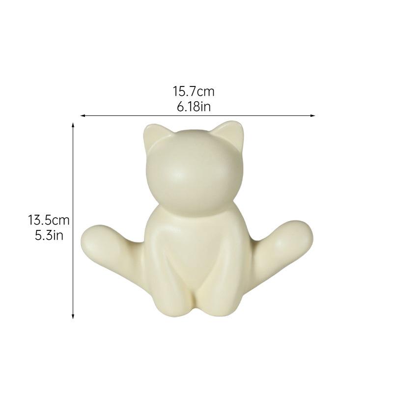 Milky Yellow Yoga Cat Candle Holder Ceramic Candlestick Desk Decoration Wax Melt Burner Aroma Diffuser Home Aroma Container