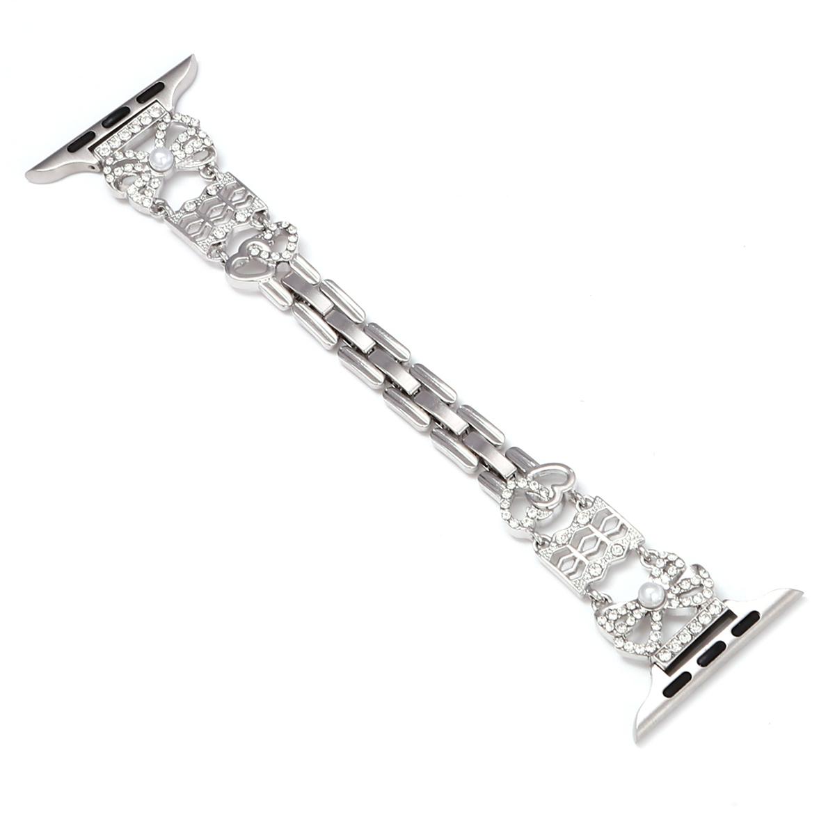 

Металлический ремешок для Apple Watch Series 10 Ultra 9 8 7 SE 6 5 4 3 2 1 46 мм 49 мм 45 мм 44 мм 42 мм с украшением в виде бантика Silver