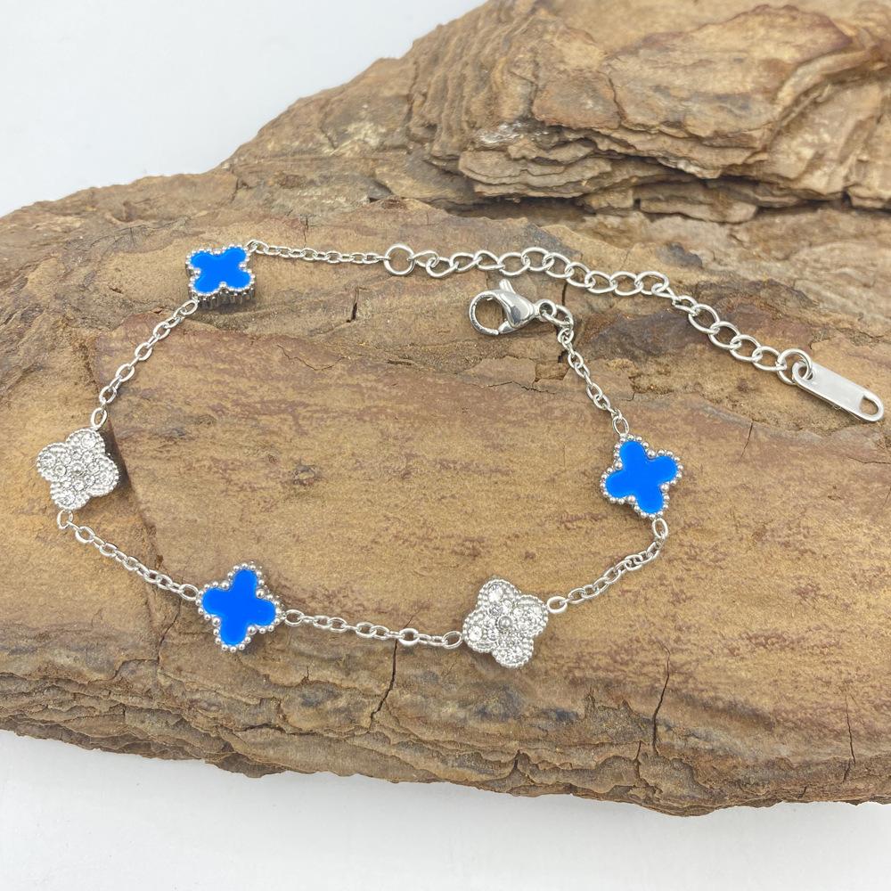 9MM Four-leaf Flower Bracelet Titanium Steel Bracelet Does Not Lose Color Ladies Fashion Four-leaf Clover Bracelet