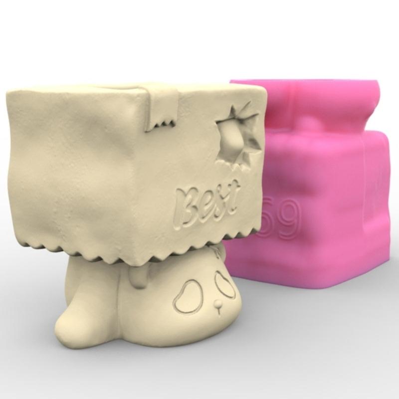 Flowerpot Silicone Mold Lying Panda Shaped Concrete Moulds  Flowerpots Molds Cements Mould Silicone Material