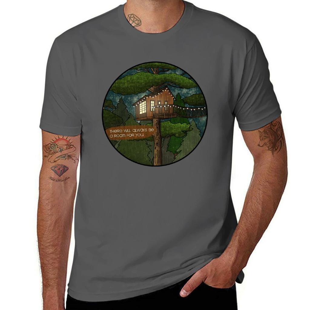 House in the Trees (with text) TShirt Novelty Print Casual Tee Shirt
