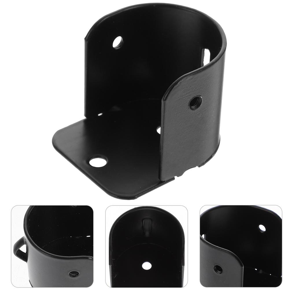 4 Pcs Black Curtain Rod Flange Closet Pipe Bracket Wardrobe Flange Rod Holder U Shape Shelf Support Closet Rod Socket Hardware