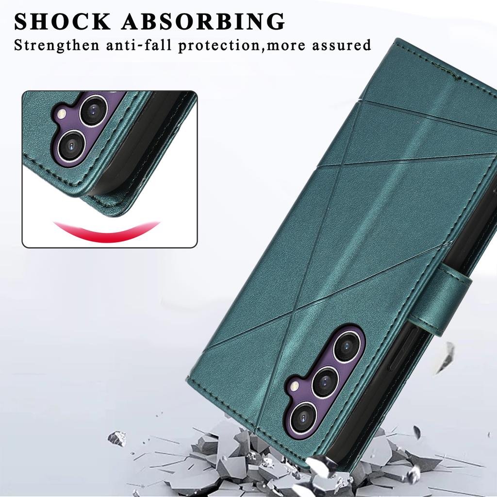 DF-06 For Samsung Galaxy S25+ Phone Case Line Imprint Leather Wallet Cover