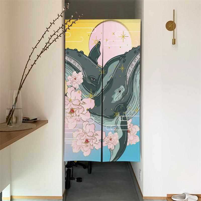 Japanischer Stil Türvorhang Panel Traditionelles Chinesisches Drachen Eule Tiger Gemälde Tür Tapisserie Raumteiler Vorhänge Für Küche