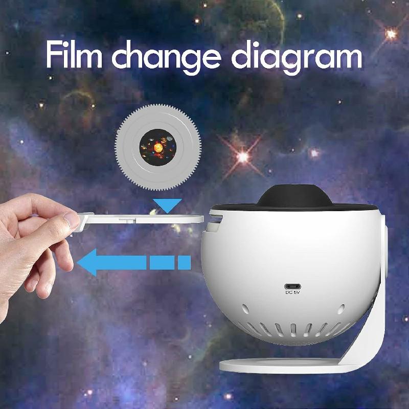 Galaxy Planets Starry Sky Projector Night Light with 12 Sheets Film Discs 360° Rotate Planetarium Kid's Room Decor Projector