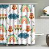 Creative Owl Pattern Shower Curtain Rainbows Clouds Bathroom Decor Waterproof Fabric Home Decoration Modern Washcloth White Size