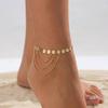 Ingemark Boho Vintage Tassel Link Pendant Anklets for Women Summer Beach Barefoot Simple Sequin Chain Ankle Foot Jewelry Gift
