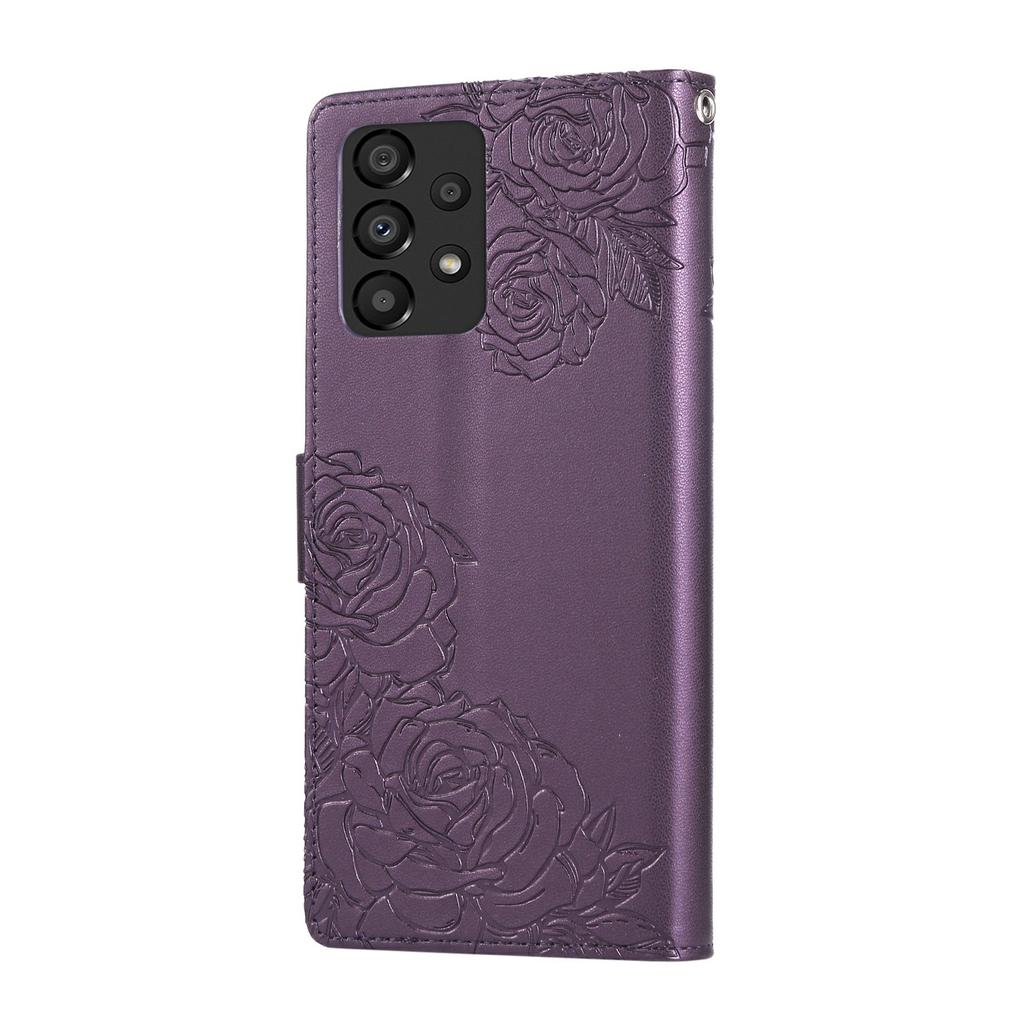 For Samsung Galaxy A23 5G (Global Version)/A23 4G Case Rose Flower PU Leather Wallet Phone Cover with 3 Card Slots