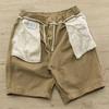 American Retro Khaki Cargo Shorts - Mid-Length, Elastic Waist, Casual Drawstring, Trendy Men's Summer Pants