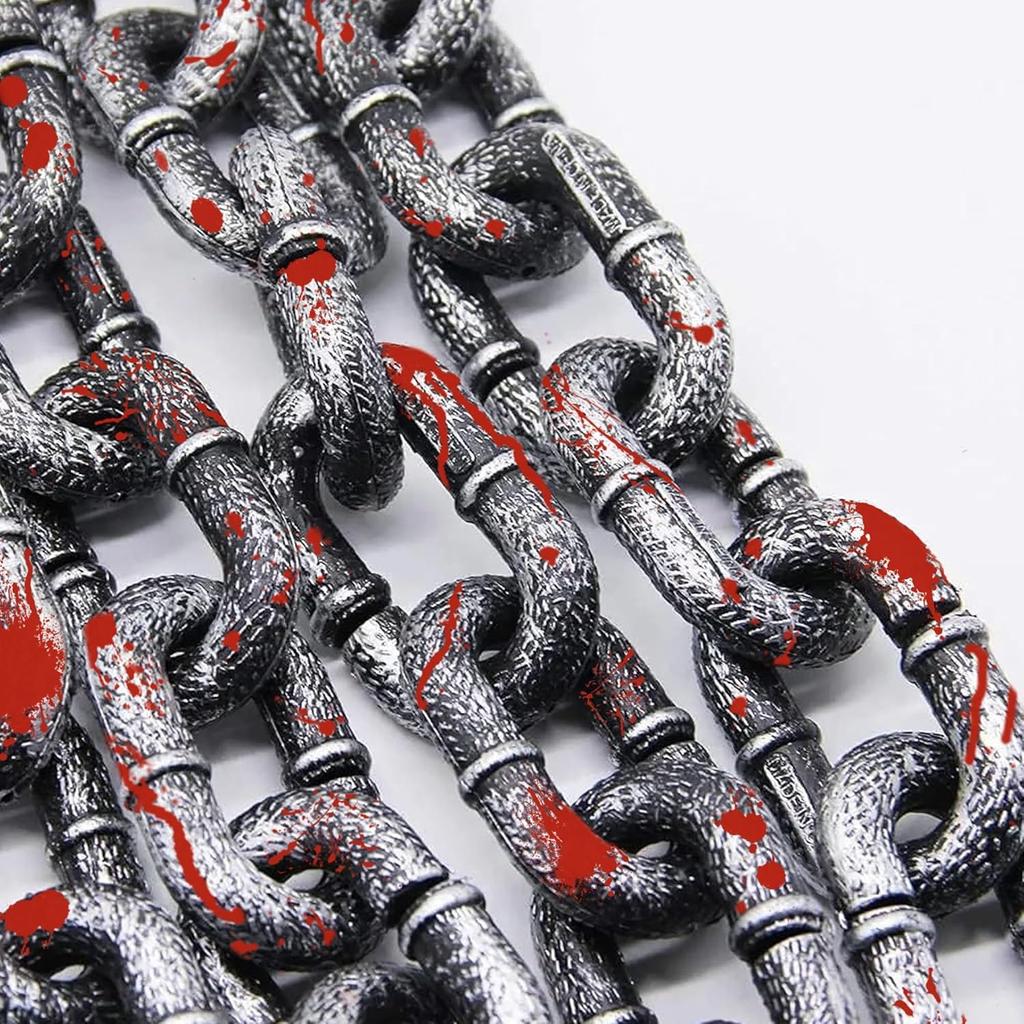 1.8m Bloody Halloween Plastic Chain Fake Chain Costume Prop Creepy Scary Haunted House Decor Horrored Themed Party Decoration
