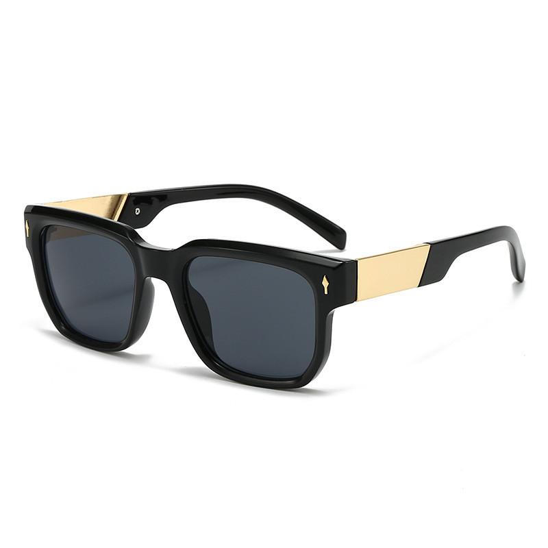 Geometric Style Square Sunglasses For Men With Uv400 Antiuv Polycarbonate Frames BrightBlackGray