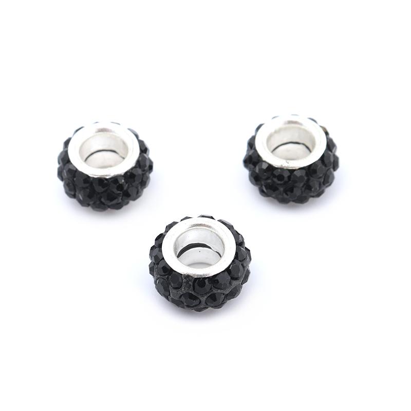 20pcs/Lot 11mm Clay Rhinestone Charm Beads for Jewelry Making Craft  Loose Spacer Beads Big Hole Beads DIY Bracelet Necklace