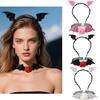 Adults Devil Costumes Set Accessories Devil Bat Headband Flower Lace Choker for Role Play Halloween Cosplay Party Props