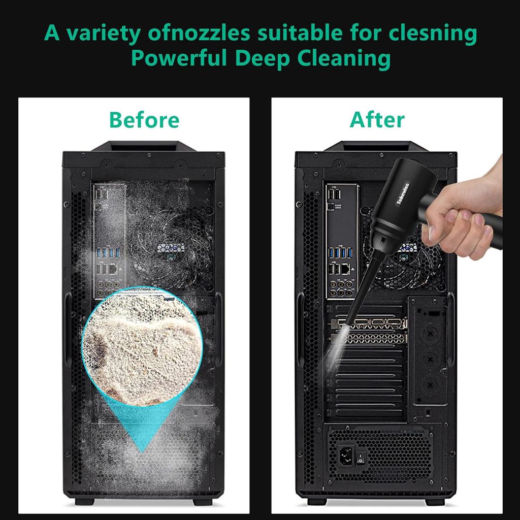 Compressed Air Duster - 100000RPM Adjustable Electric Air Duster, Rechargeable 8000mAh Cordless for Dust Off/Cleaning Computer Electronics/Inflating