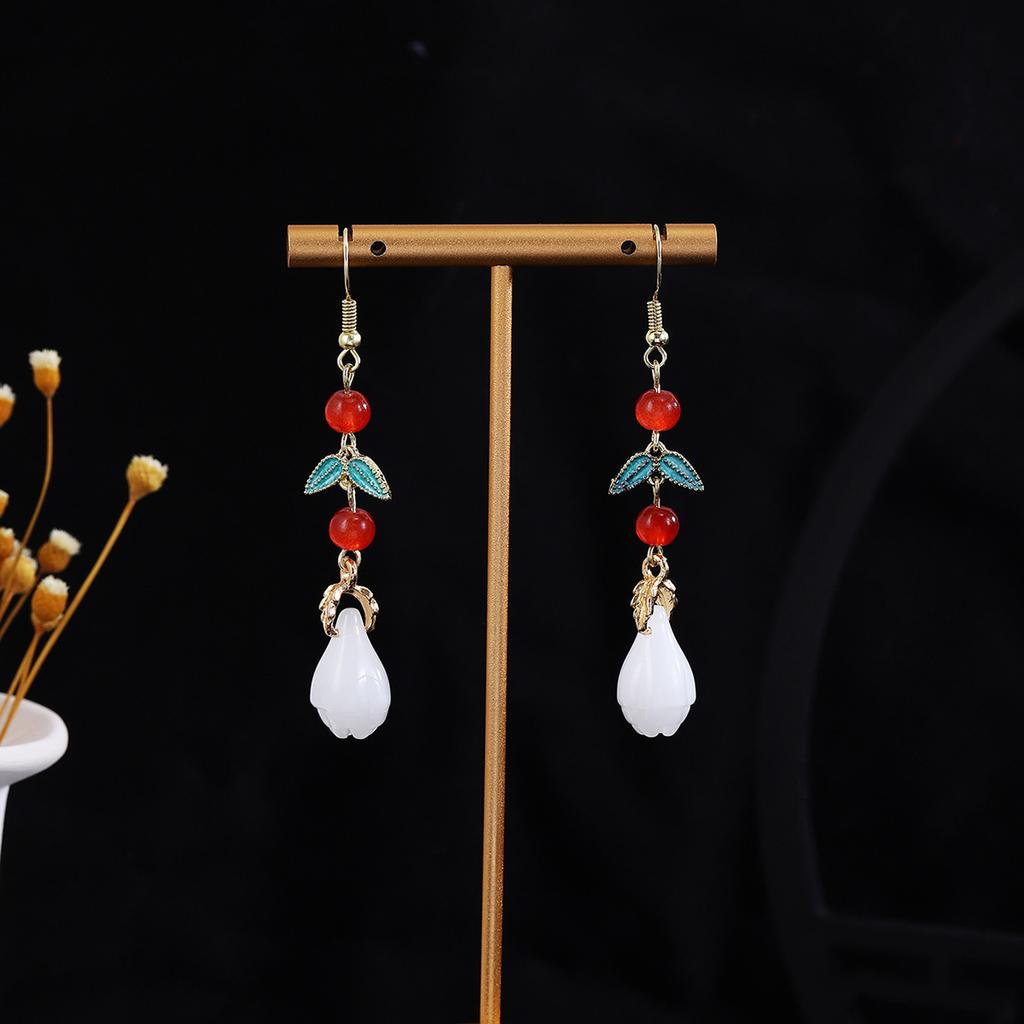 Butterfly Water Drop Pearl Fringed Ear Hook Female, Guochao Light Luxury Safety Buckle Ancient Cheongsam Earrings
