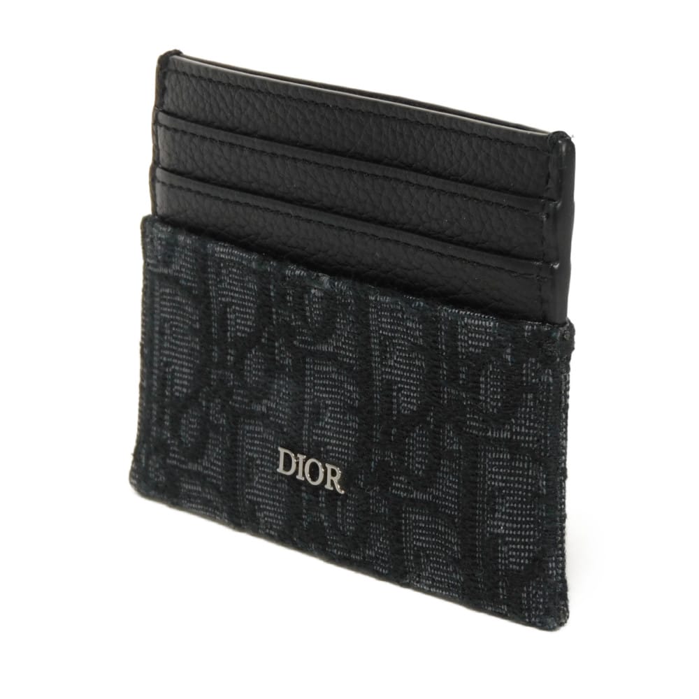 Used 10656 Oblique Jacquard Card Holder 2ESCH135YSE_H03E 7946 Current Calfskin Pass Case Logo Cotton Black Men's from