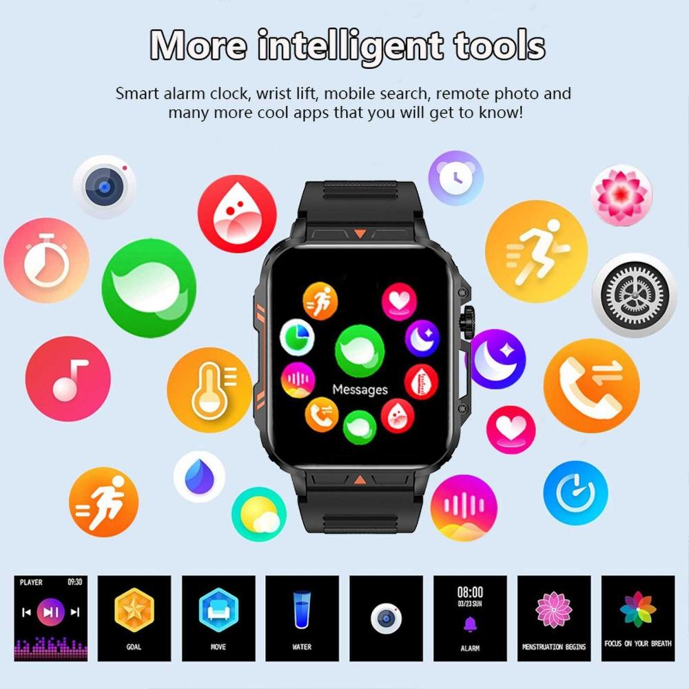 SACOSDING 1.95 Inch Screen Bluetooth Smartwatch for Men Women Long Battery Life Sports Watch Health Monitoring For Android and IOS