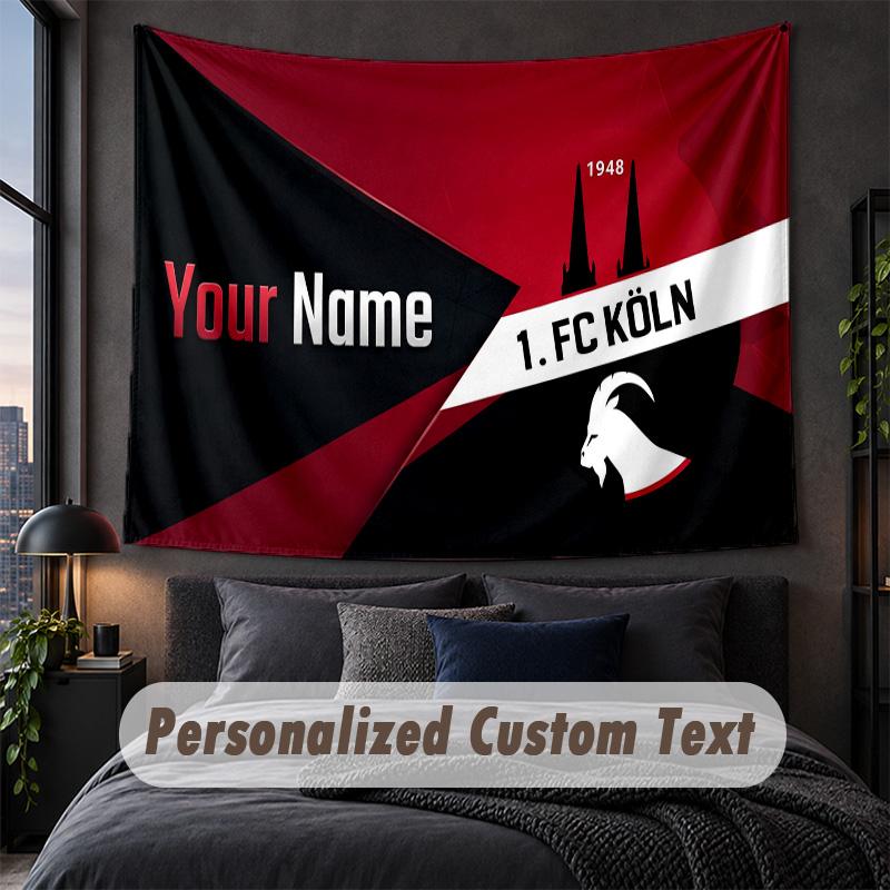 Custom Name Text Tapestry,FC Köln Decorative Wall Hanging, Background Tapestry For Home Bedroom