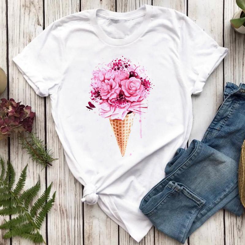 T-Shirt For Women Harajuku T-Shirts Cartoon Graphic Tshirt 90S Girl Fashion Top Female Casual Tees Short Sleeve T-Shirt Femme