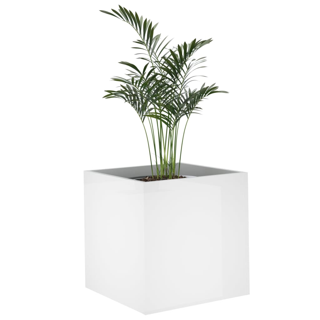 Vidaxl Planter, White With Gloss, 40X40X40 Cm, Wood-Based Material