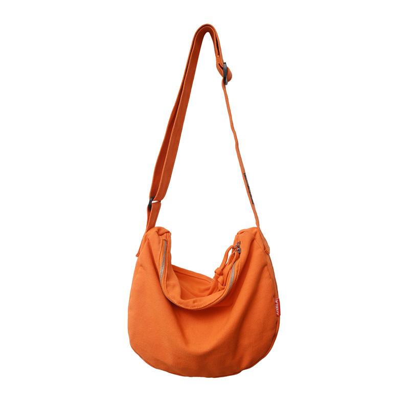 

Japanese ins style casual versatile canvas bag messenger bag female college student class commute large-capacity dumpling bag оранжевый