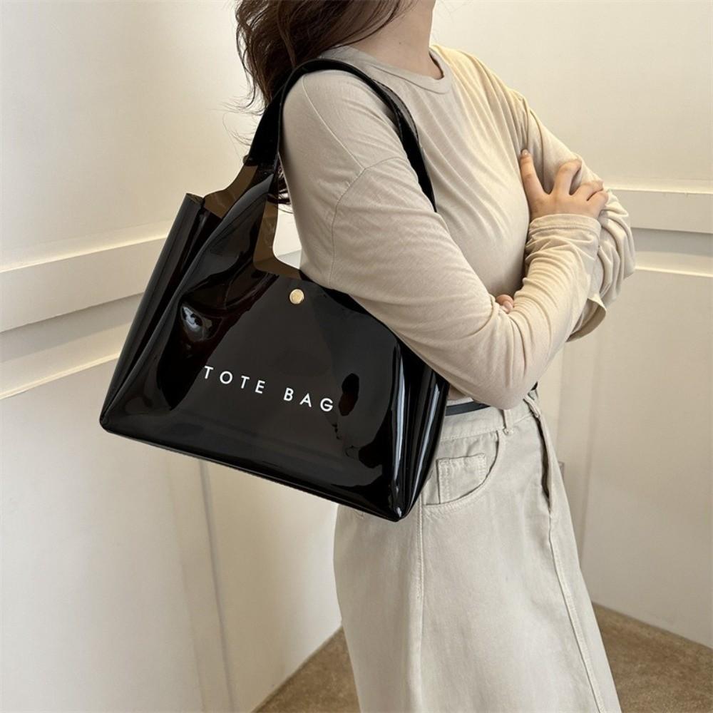 New PVC Transparent Shoulder Bag Large Capacity Waterproof Jelly Bag Beach Handbags for Summer