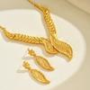 2025 Popular Bridal Jewelry Set, Niche Hollow Metal Leaf Design Necklace Versatile Pendant Earrings Women