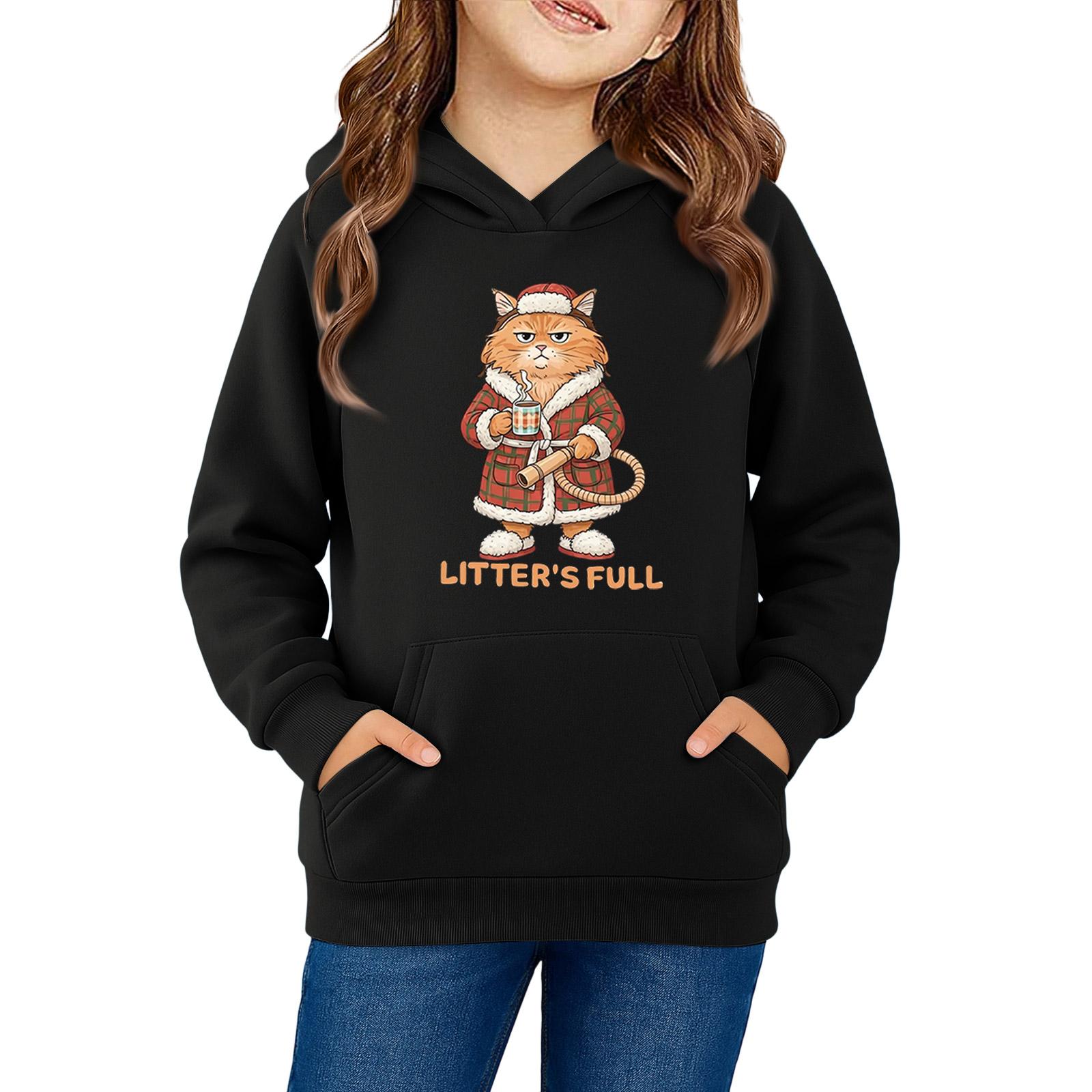 

Толстовки для девочек-подростков, толстовки с длинным рукавом, пуловер с завязками, симпатичная толстовка большого размера 120 чёрный