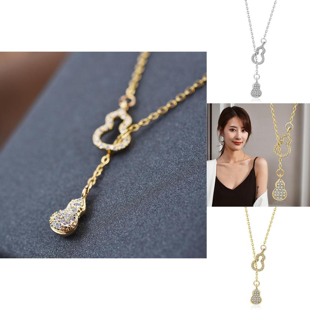 Elegant Titanium Steel Double Gourd Necklace For Women Stylish Ins Happy Luck Design For All Occasions