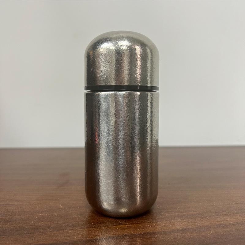 Pure Titanium Mini Thermos Cup: Capsule Tea, Coffee & Straw Mug