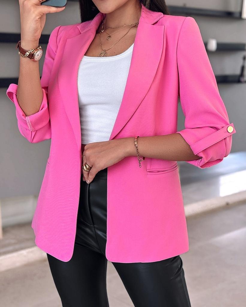 Elegant Women's Cardigan Blazer New  Autumn Winter Long Sleeve Casual Solid Color Coat Jacket For Women Slim Blazers