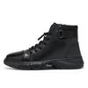 Men's High Top Motorcycle Boots Fashion Black Leather Boots New Outdoor Waterproof Platform Boot Men Boots Luxury Designer
