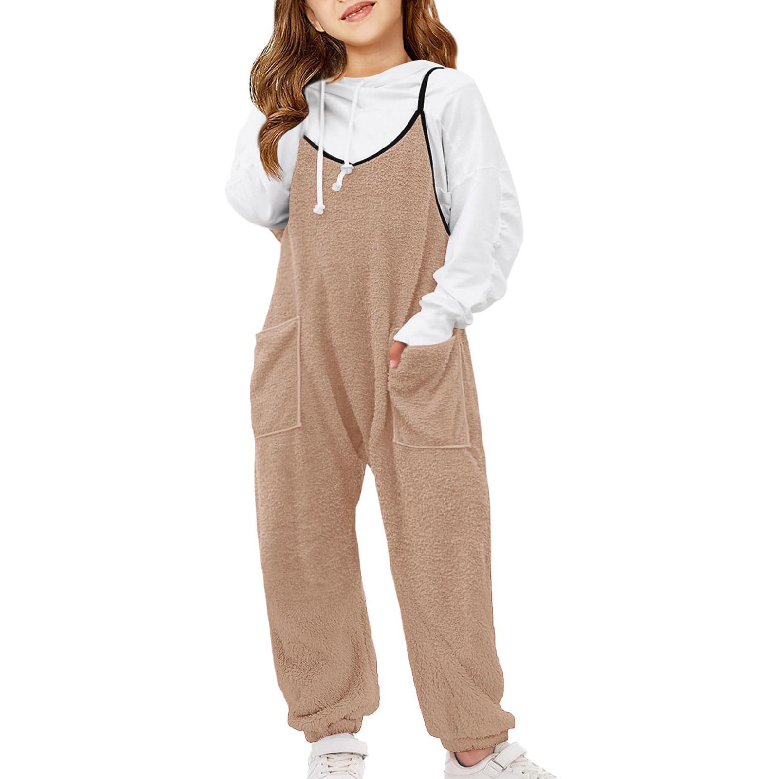 

Детский модный толстый плюшевый однотонный комбинезон без рукавов на бретельках 130 хаки