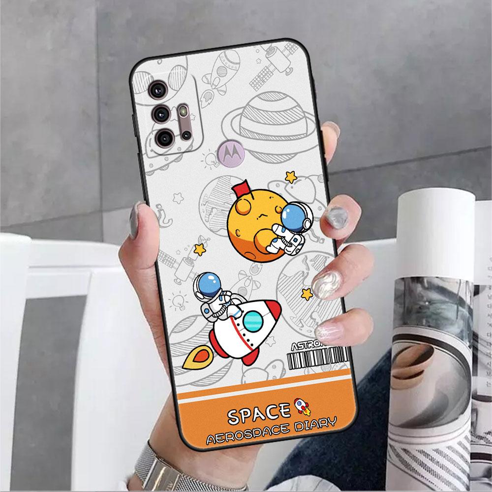 Modische Coole Astronauten-Hülle Für Motorola G30 G60 G9 Play ONE Fusion G8 G50 E6s G82 Edge 20 Pro G Stylus 2021 Weiche Handy-Capas