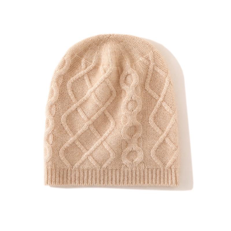 Cashmere 2025 Autumn/Winter Women's High-End Cable Knit Thick Warm Casual Fisherman Hat