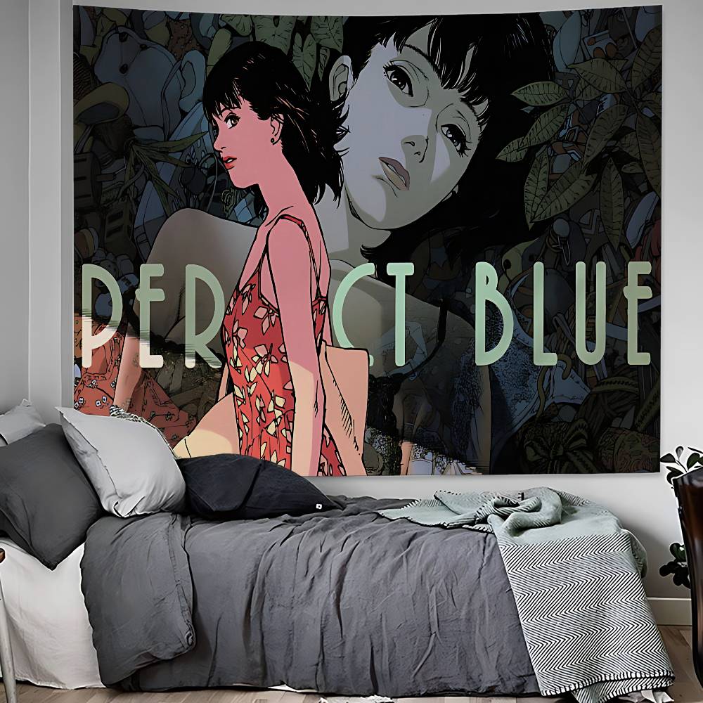 Japanese Horror Movie Pperfect Bblue Anime Tapestry Hippie Flower Wall Carpets Dorm Decor Wall Hanging Home Decor