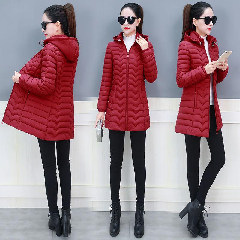 Cappotto Giacca Donna Tinta Unita Lungo Tasca Imbottito di cotone Con cappuccio Piumini Spessi Vestiti Invernali Donna