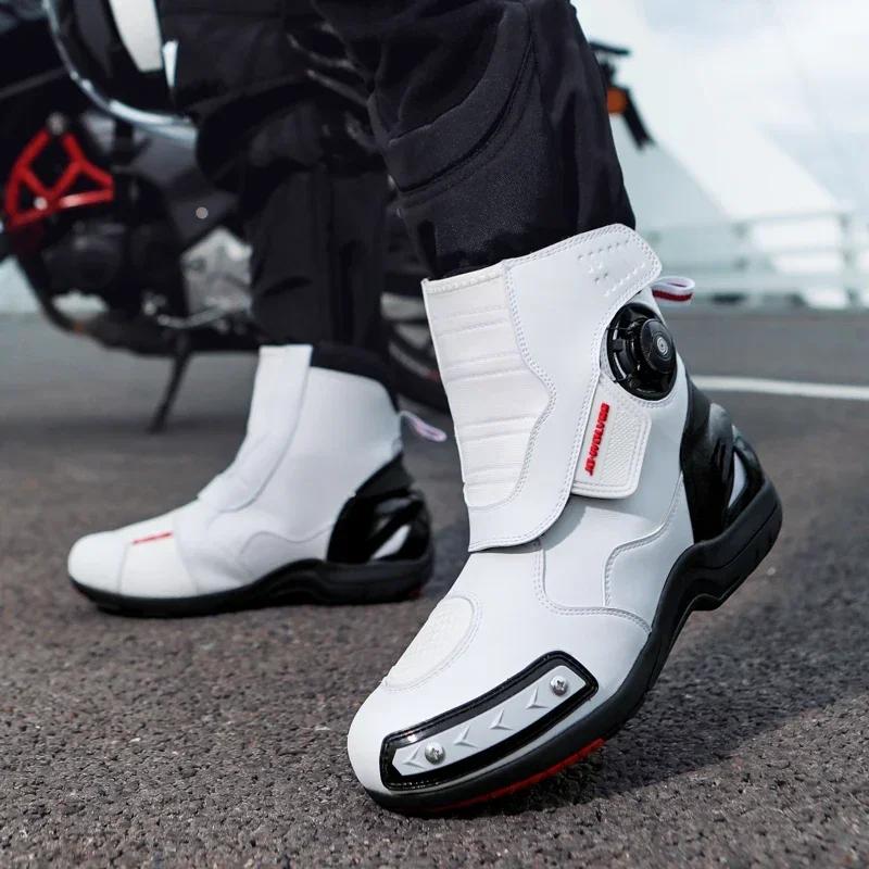 Motorcycle Boots Waterproof Motorbiker Riding Shoes Motorboats Off-Road Touring Motocross Boots Motorcyclist Shoes Protective